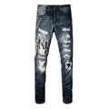 Exklusive Amiri Schwarze Logo Patch Slim Fit Jeans – Herren Designer Stretch Denim