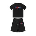 Trapstar Decoded Kurzes Set Schwarz-Rot Bequeme Chenille Streetwear