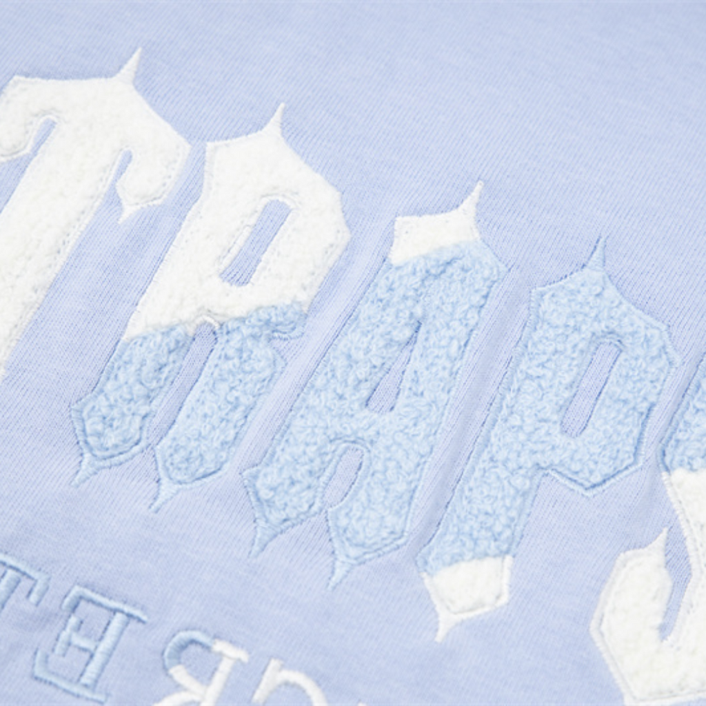 Trapstar Decoded Chenille Blaues Kurzarm-Set Sportlich Bequem Freizeit-Outfit Sommer