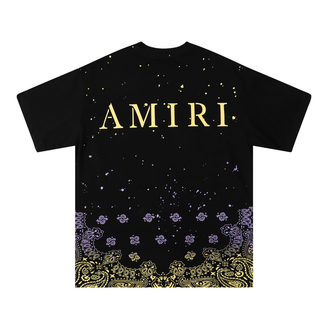 Amiri Bandana Bleach Paint Splatter T-Shirt für Herren – Stylisch & Einzigartig