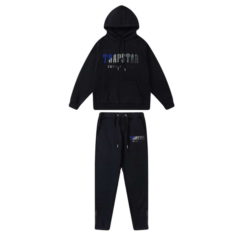 Trapstar Decoded Schwarz-Blau Chenille Trainingsanzug – Stilvoll, Bequem, Urban