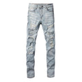 Amiri Hellblaue Patchwork Jeans für Herren – Distressed Luxus Slim Fit Denim