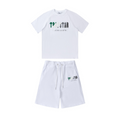 Trapstar Decoded Chenille Kurzes Set Weiß-Grün - Stylischer Herren Zweiteiler