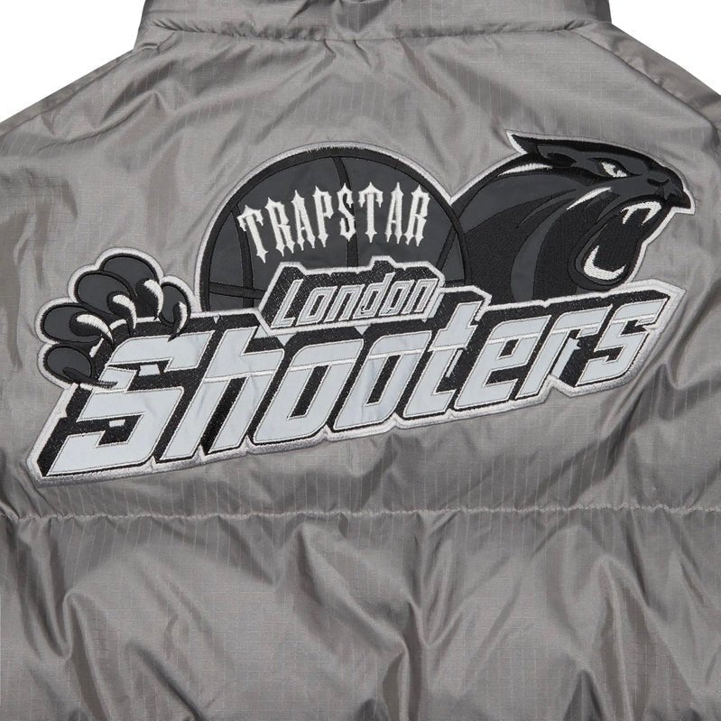 Trapstar Shooters Reflektierende Graue Kapuzen-Pufferjacke - Warme Winter-Steppjacke