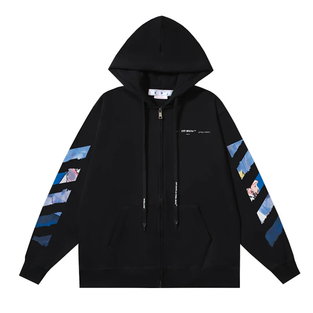 Off-White Luxus Monogramm Hoodie Schwarz Hochwertige Streetwear Unisex Design
