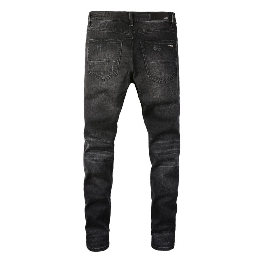 Amiri Herren Luxus Bandana Patch Jeans Schwarz – Cooler Designer Denim Slim Fit