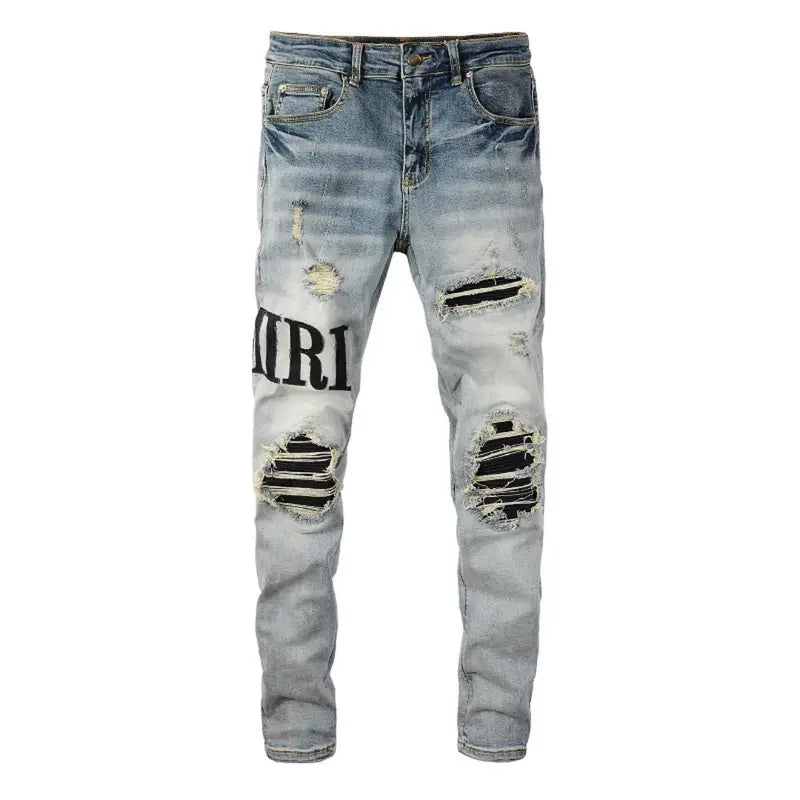 Amiri Schwarze Logo Jeans Herren – Luxuriöser Slim Fit Designer Stretch Denim