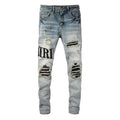 Amiri Schwarze Logo Jeans Herren – Luxuriöser Slim Fit Designer Stretch Denim
