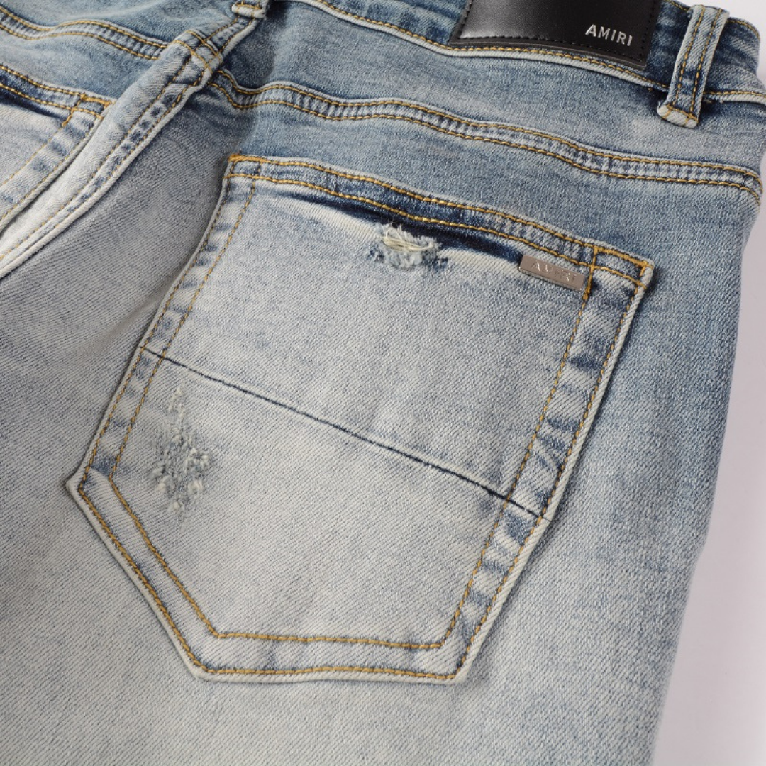 Amiri Schwarze Logo Jeans Herren – Luxuriöser Slim Fit Designer Stretch Denim