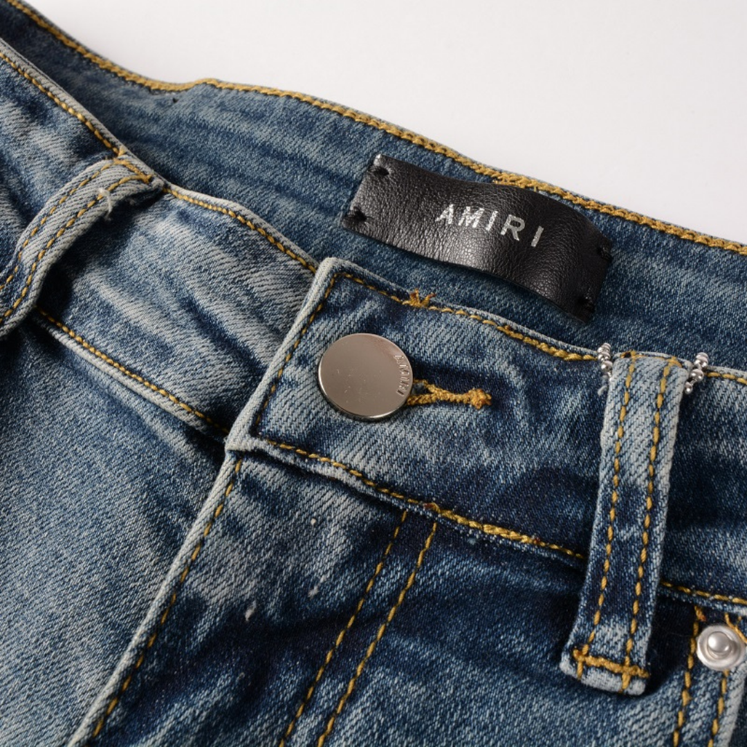 Amiri Schwarze Logo Jeans Herren – Luxuriöser Slim Fit Designer Stretch Denim