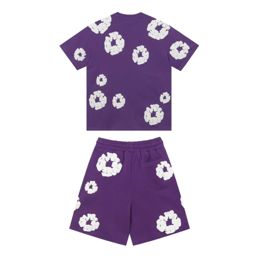 Denim Tears Lila Baumwoll-Shorts-Set: Exklusives Design für Stil und Komfort