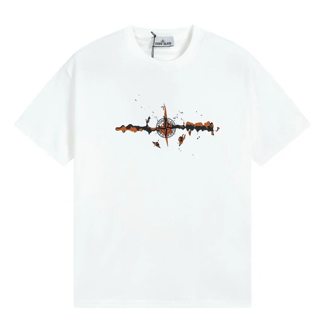 Stone Island Polychromatisches T-Shirt: Innovatives Design, Ikonisches Branding, Premium Baumwolle