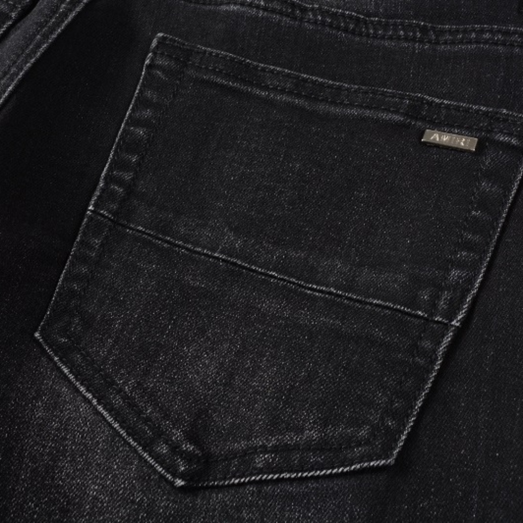 Amiri Paint Drip Distressed Slim Fit Jeans Herren Luxus Designer Schwarz