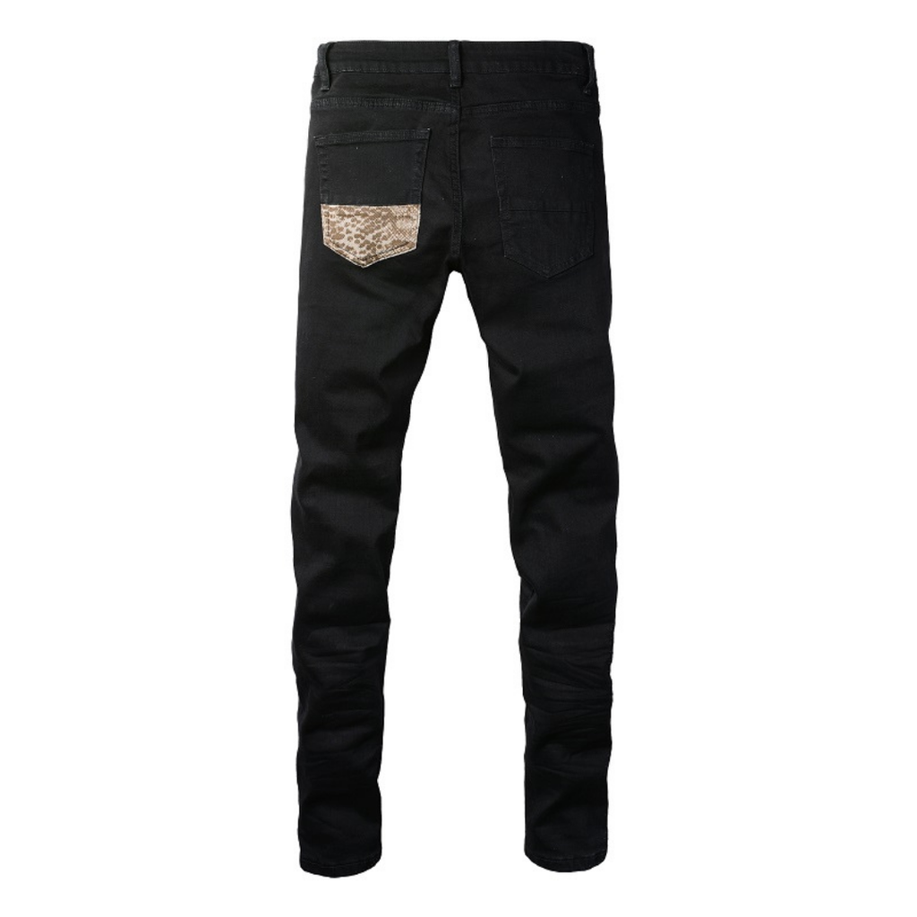 Amiri Luxus Schwarze Camouflage Jeans für Männer – Stylisch, Robust & Exklusiv