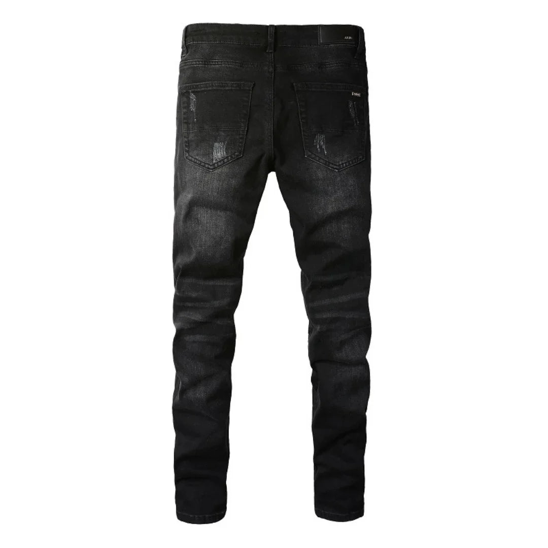 Amiri Schwarze Camo Jeans Herren Slim Fit Luxus Designer Streetwear Hose