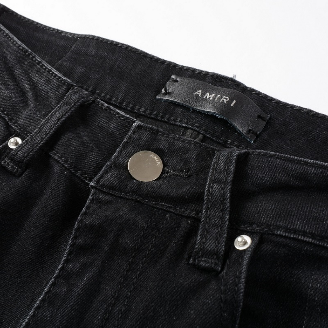 Amiri Schwarze Camo Jeans Herren Slim Fit Luxus Designer Streetwear Hose