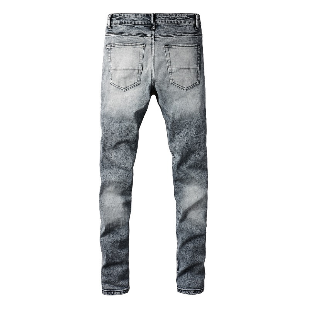 Amiri Herren Designer Jeans Schwarz Patchwork Slim Fit Rock-Style