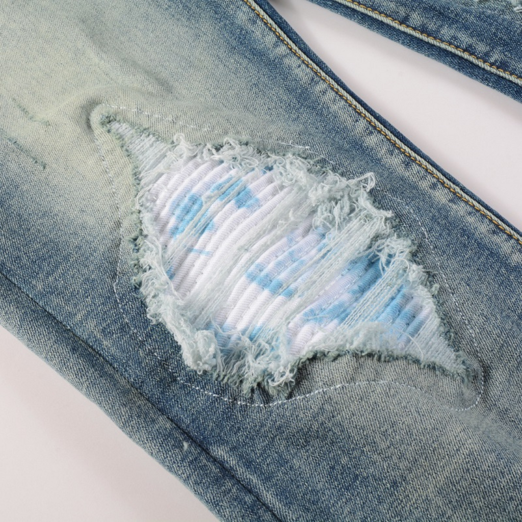 Amiri MX1 Distressed Slim Fit Jeans für Herren – Luxuriöse Designer-Denim Blau