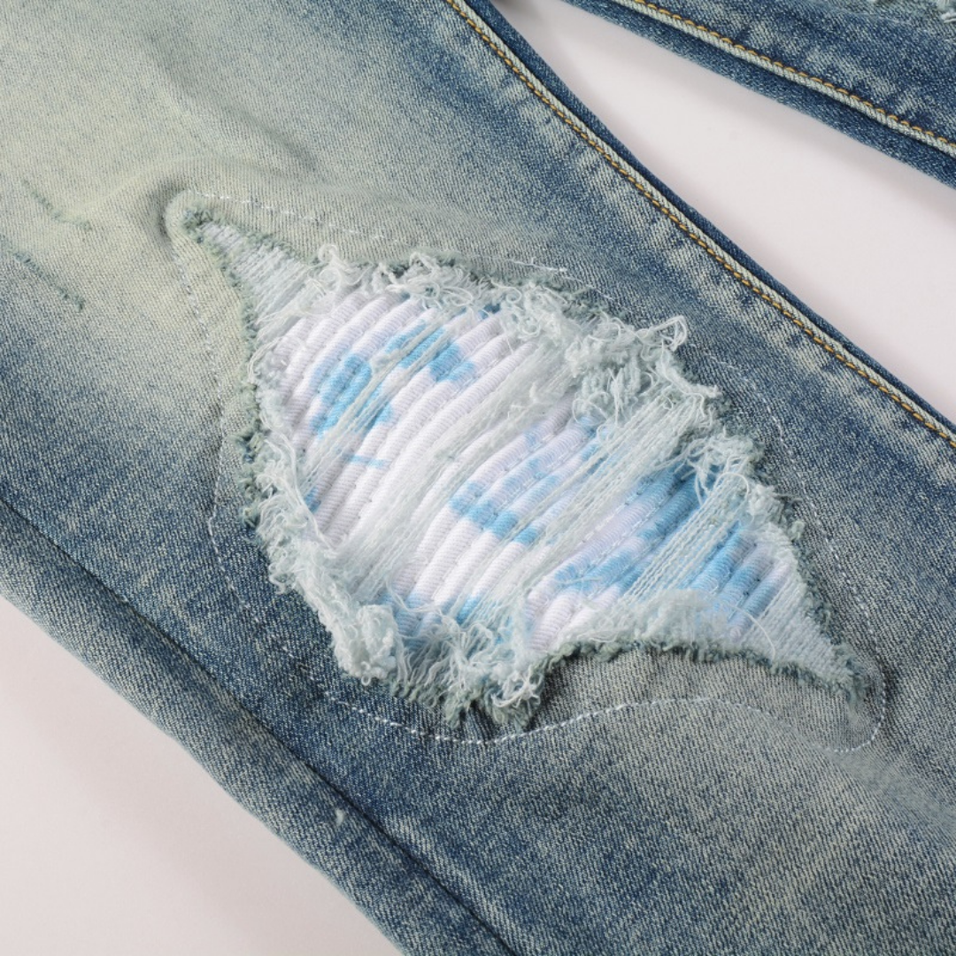 Amiri MX1 Distressed Slim Fit Jeans für Herren – Luxuriöse Designer-Denim Blau