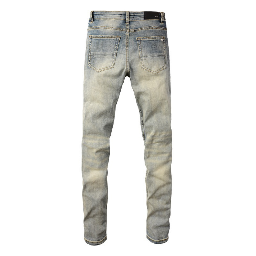 Amiri Designer Gradient Blue Jeans Herren Slim Fit Denim Hose Farbverlauf