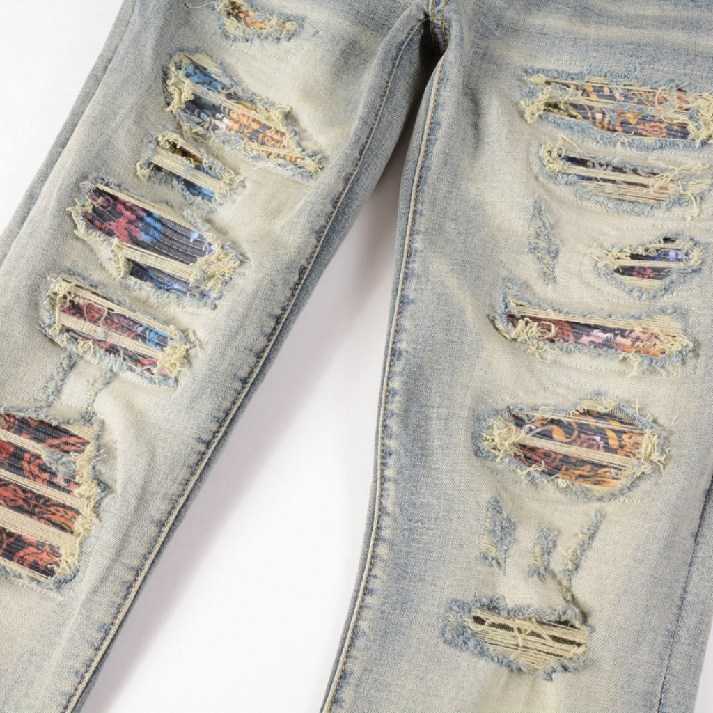 Amiri Designer Gradient Blue Jeans Herren Slim Fit Denim Hose Farbverlauf