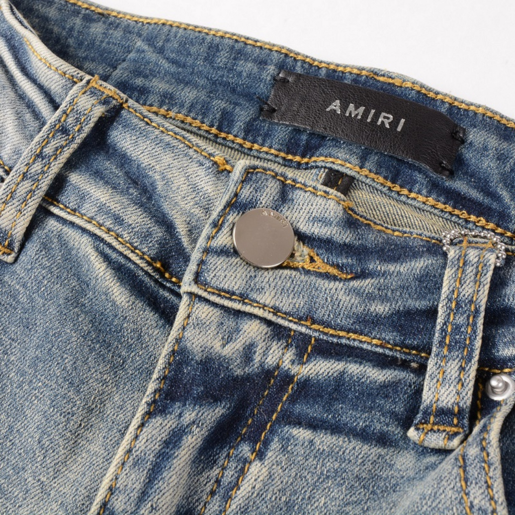 Amiri Designer Gradient Blue Jeans Herren Slim Fit Denim Hose Farbverlauf