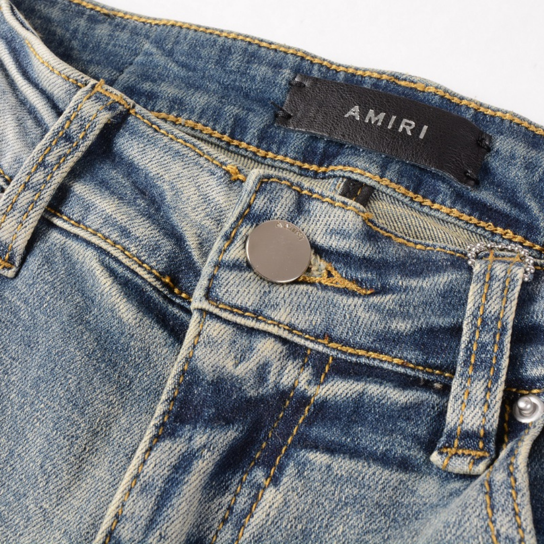 Amiri Designer Gradient Blue Jeans Herren Slim Fit Denim Hose Farbverlauf