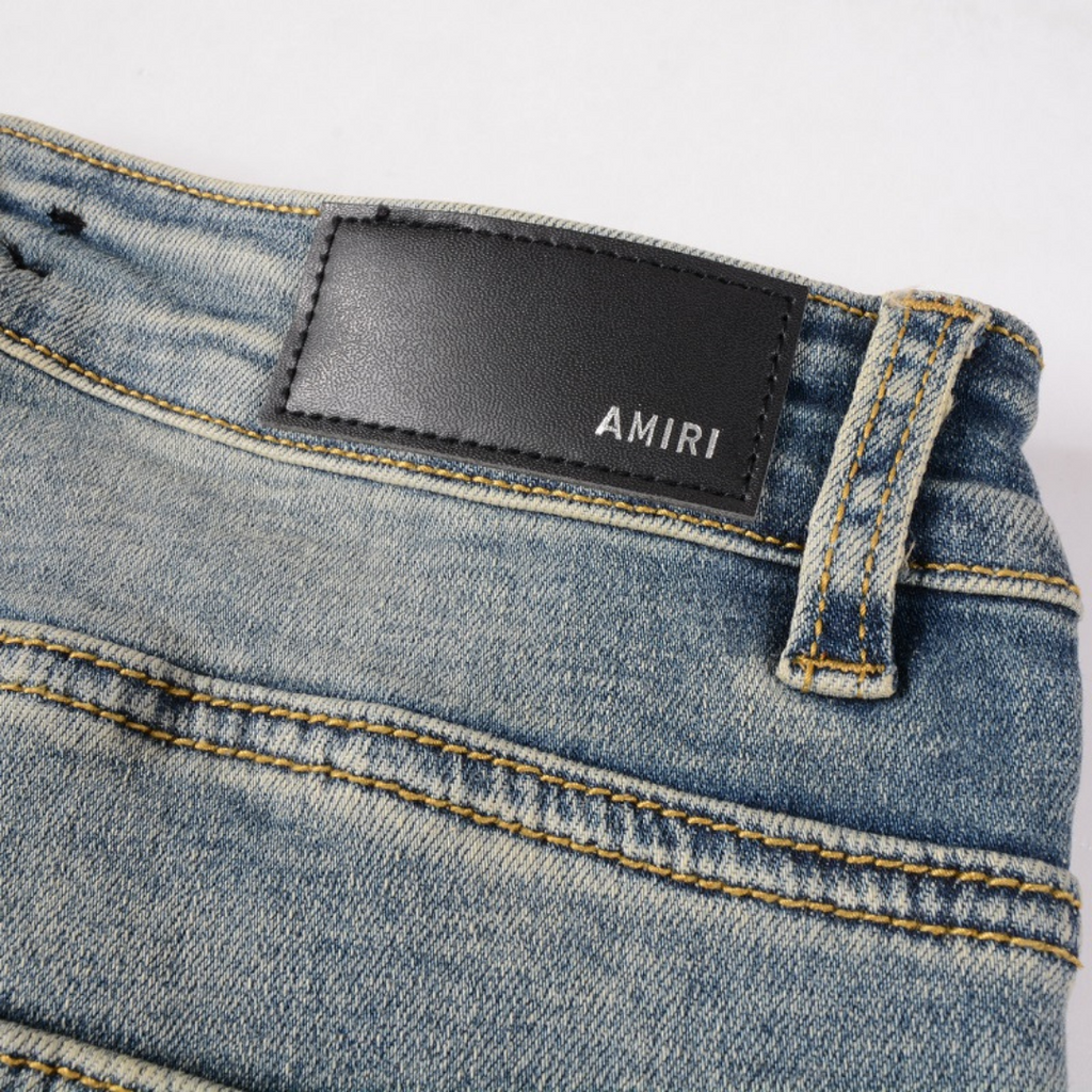 Amiri Designer Gradient Blue Jeans Herren Slim Fit Denim Hose Farbverlauf