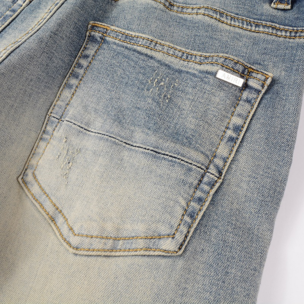 Amiri Designer Gradient Blue Jeans Herren Slim Fit Denim Hose Farbverlauf