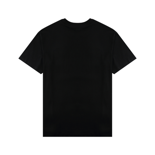 AMI Paris Baumwoll-T-Shirt für Herren, Kurzarm, Herzlogo, Klassischer Schnitt, Schwarz