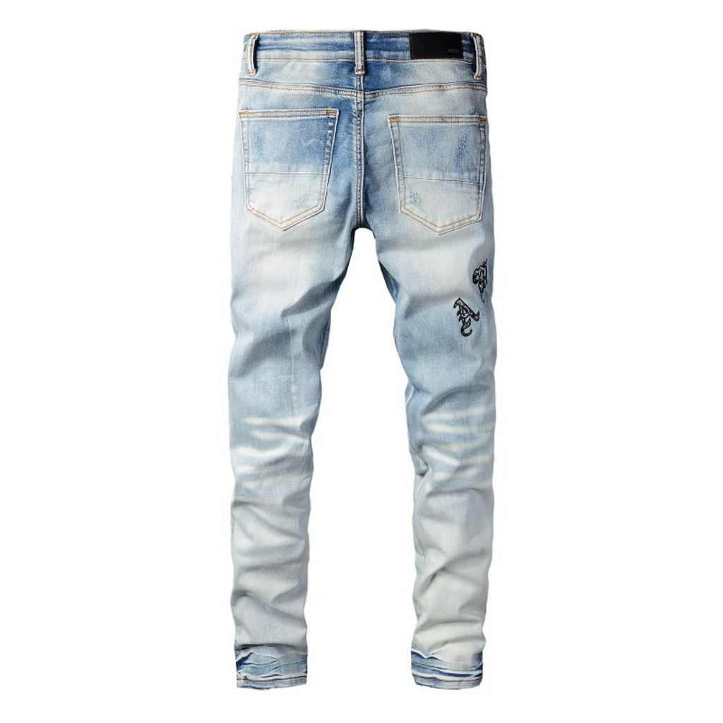 Amiri Blaue Distressed Designer Jeans für Herren – Stylisch, Hochwertig, Modern