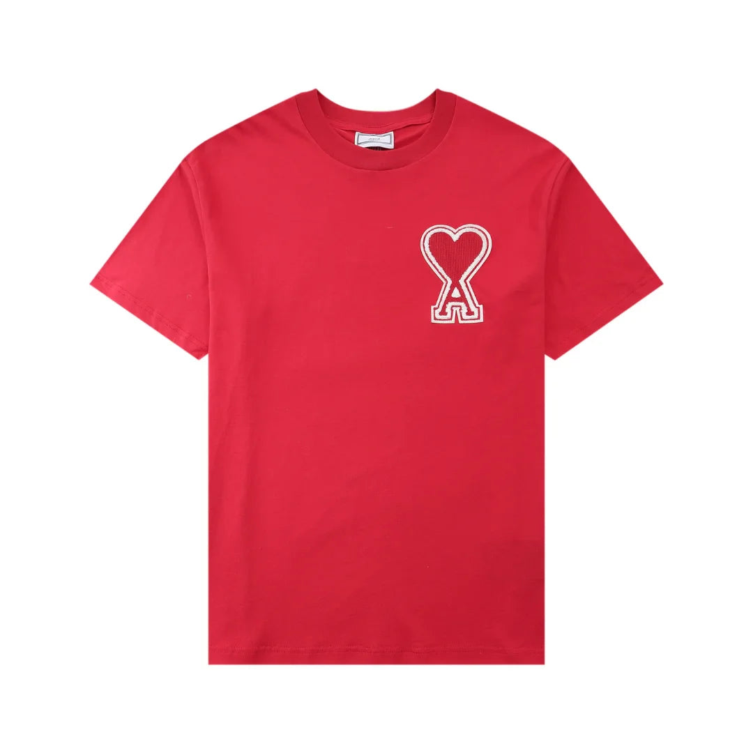 AMI Paris Unisex Baumwoll-T-Shirt mit Herz-Logo-Stickerei – Elegant und Zeitlos