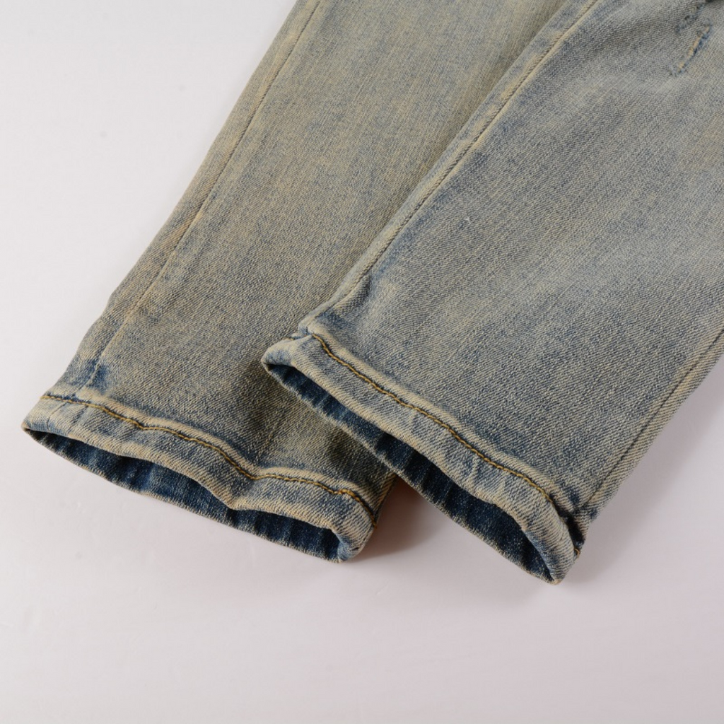 Amiri Luxuriöse Designer Logo Blue Jeans – Ultimativer Rock'n'Roll Street Style