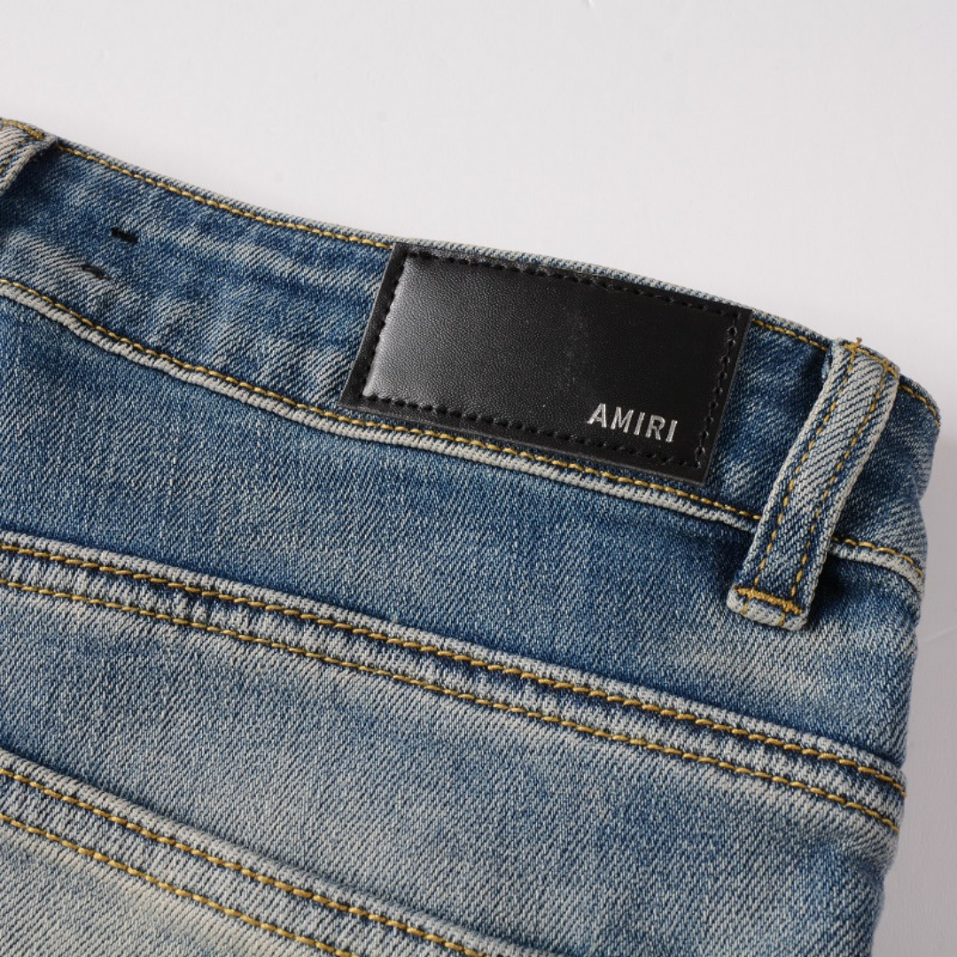Amiri Designer Patch Distressed Jeans für Herren – Stylische Ripped Denim Hose