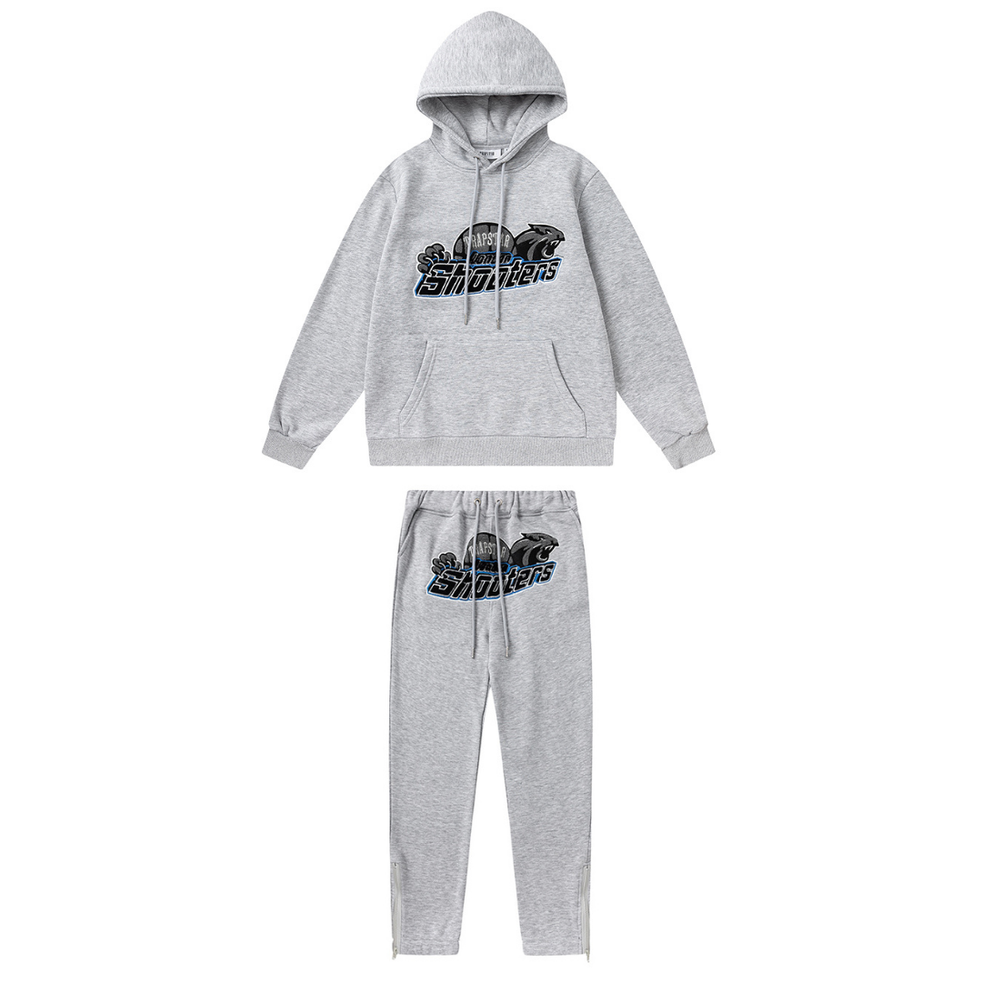 Trapstar Shooters 2.0 Kapuzen-Trainingsanzug Grau-Blau – Stylischer Athleisure Set