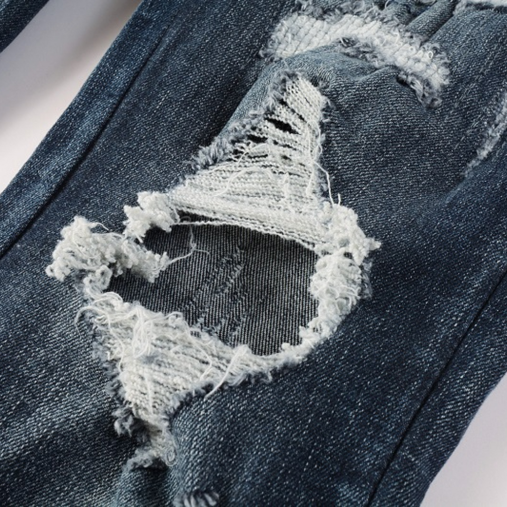 Exklusive Amiri Schwarze Logo Patch Slim Fit Jeans – Herren Designer Stretch Denim