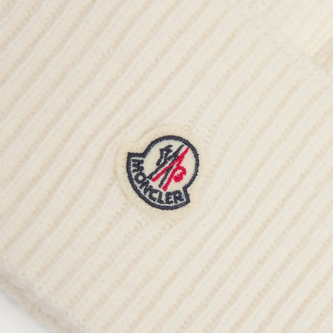 Moncler Luxuriöser Beiger Wollmützen-Hut für Winter Wärme & Stil