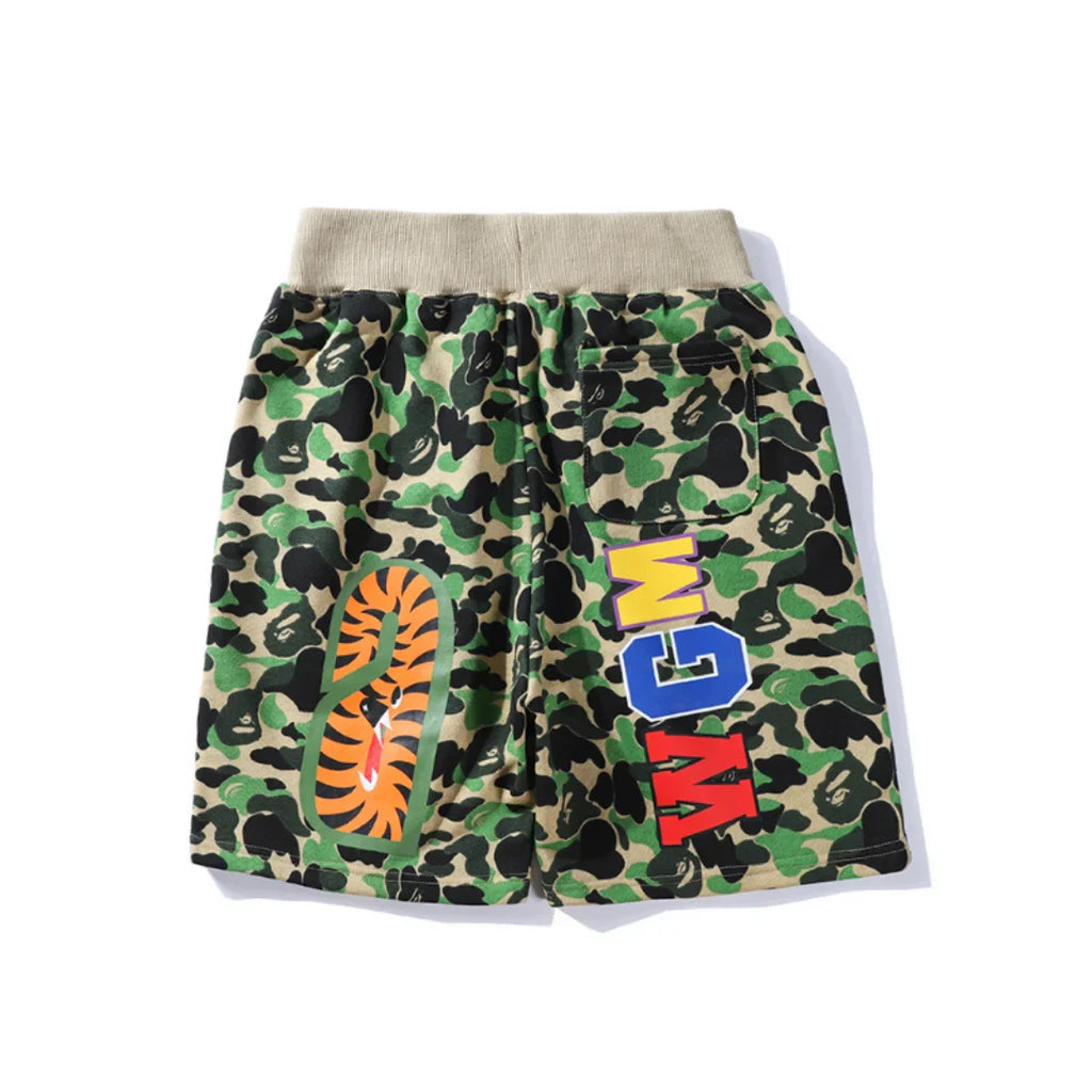 BAPE Shark Camo Streetwear Shorts für Herren – Bequeme Baumwolle Freizeit Bermuda