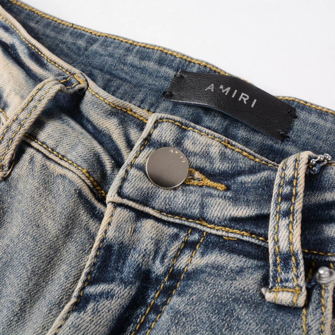 Amiri Schwarze Bones Blaue Jeans – Stylische Denim mit Knochen-Design