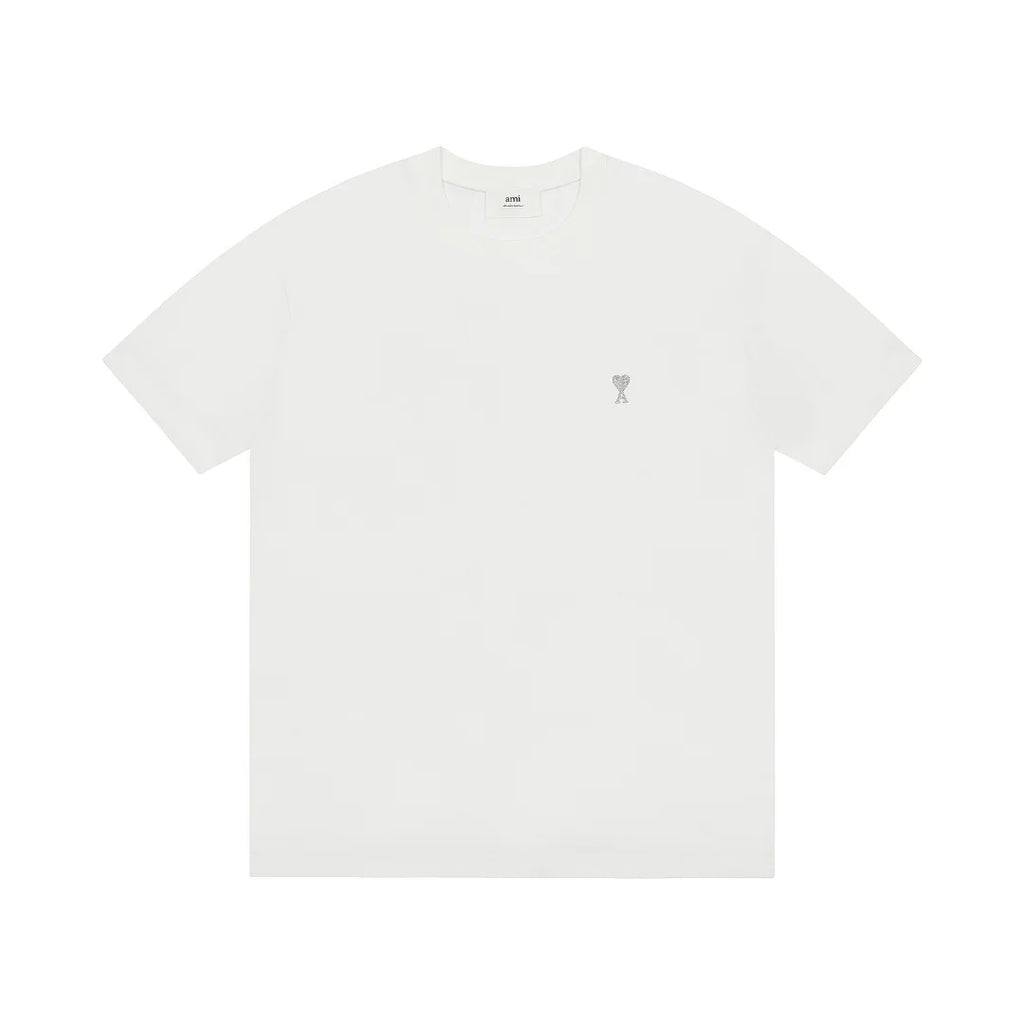 AMI Paris Unisex T-Shirt aus Baumwolle mit Herzlogo – Luxuriöses Designer Basic