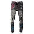 Amiri Sprühfarben Besprühte Schwarze Jeans Herren - Luxuriöse Designer Denim