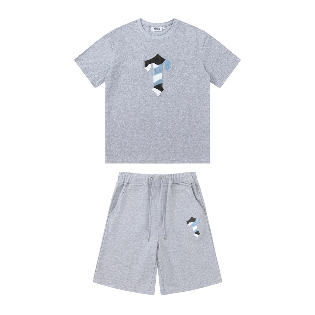 Trapstar Decoded Grau Shorts Set | Urban Streetwear Lässiger Trainingsanzug