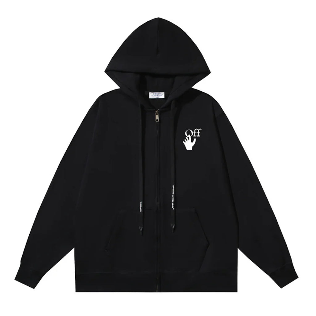 Off-White Luxus Streetwear Hoodie mit Monogramm Grafikdruck Schwarz Bequem