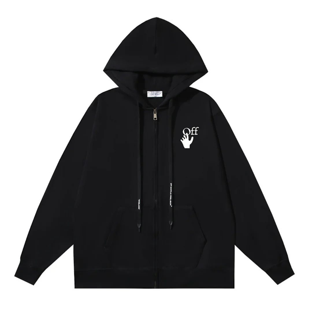 Off-White Luxus Streetwear Hoodie mit Monogramm Grafikdruck Schwarz Bequem