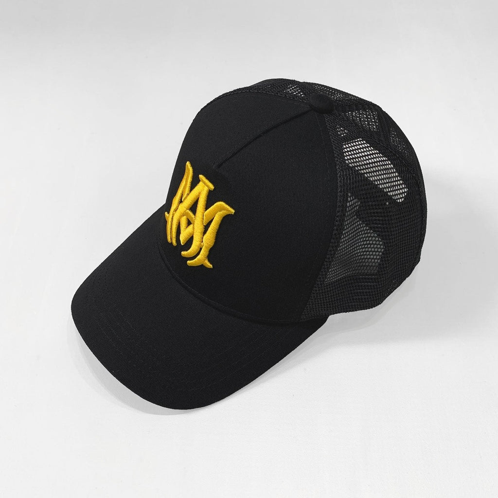 Exklusive Amiri Snapback Kappe Rock & Roll Streetstyle Design Schwarz Gelb