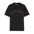 Palm Angels Klassisches Logo T-Shirt Schwarz Hochwertige Baumwolle Stilvolles Herren-Shirt