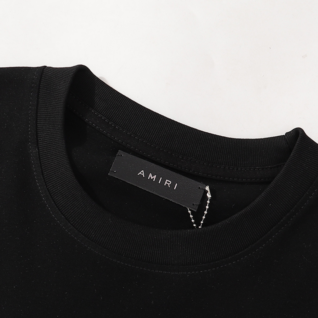 Amiri Luxus Logo Bar Baumwoll-T-Shirt – Premium Kurzarm Herren-Stil