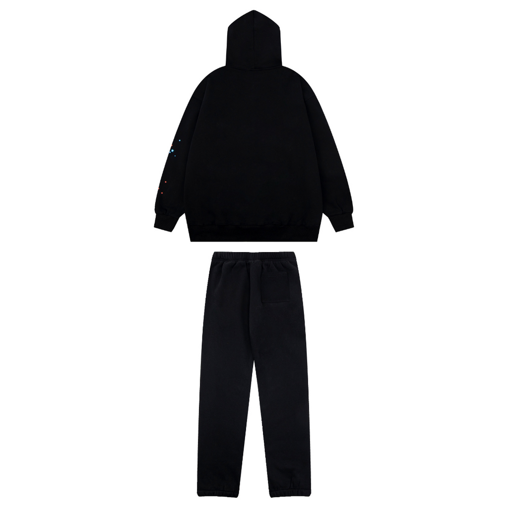 SP5DER Premium Jogginganzug Set: Bequemer Streetwear Freizeitanzug für Herren, Schwarz