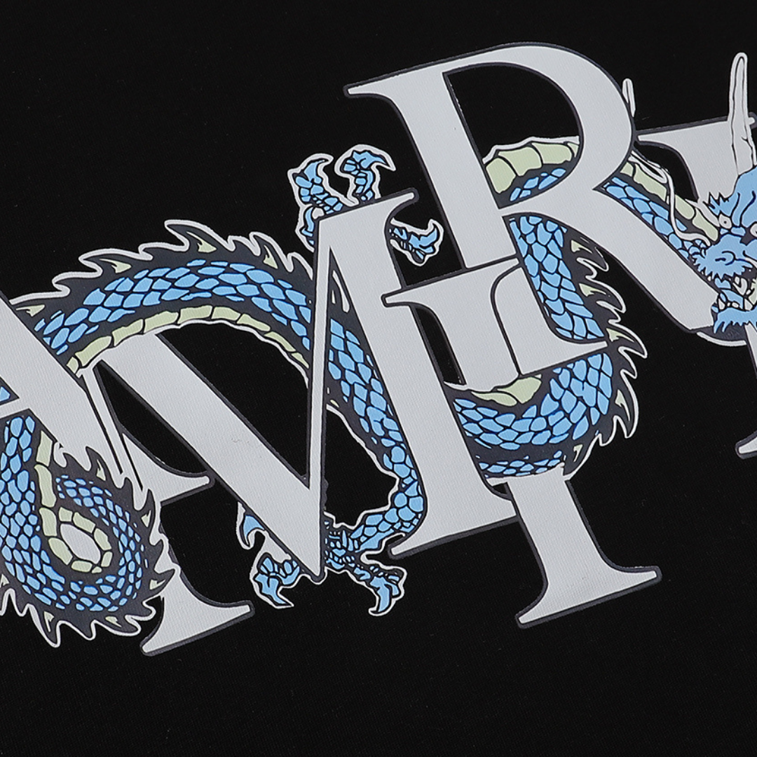 Amiri Drachen T-Shirt: Luxuriöses Designer Baumwoll-T-Shirt Streetwear Herren