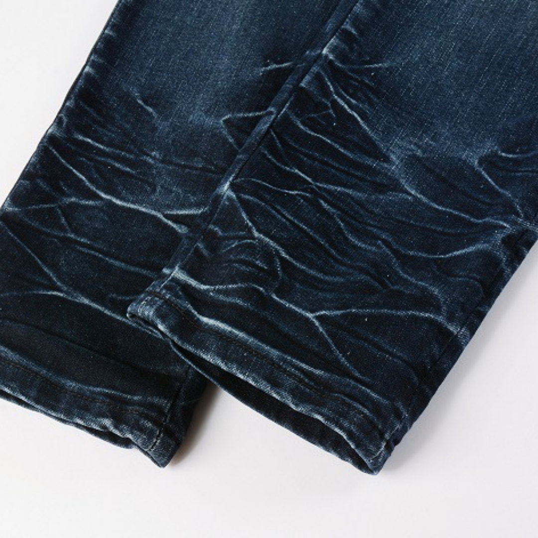 Exklusive Amiri Schwarze Logo Patch Slim Fit Jeans – Herren Designer Stretch Denim
